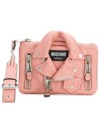 Moschino Biker Jacket Clutch - Pink & Purple