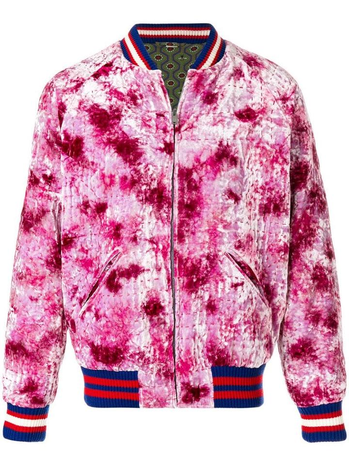 Gucci Dragon Appliquéd Bomber Jacket - Pink