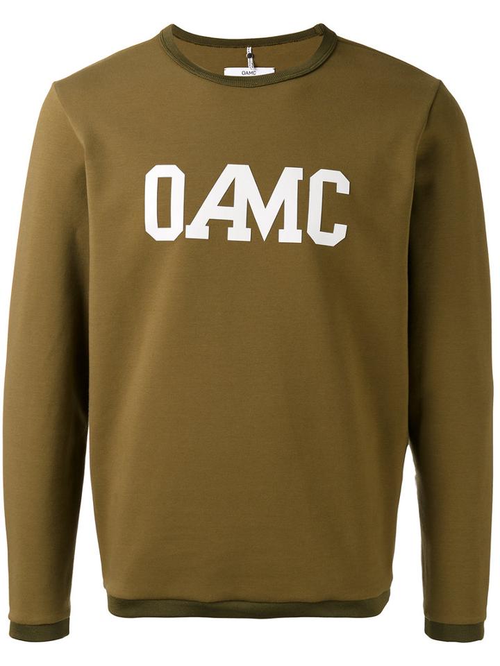 Oamc Isle Logo Sweatshirt, Men's, Size: Small, Green, Cotton/polyamide/spandex/elastane