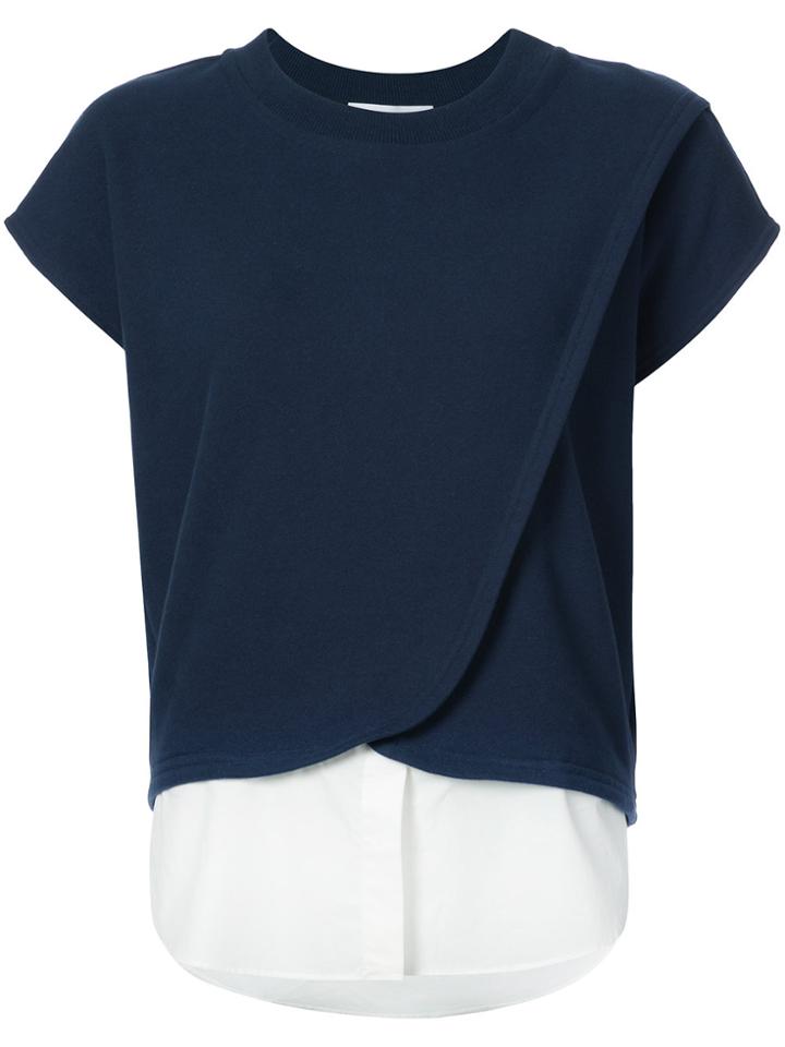 Derek Lam 10 Crosby Faux 2-in-1 Crossover Tank With Buttons - Blue