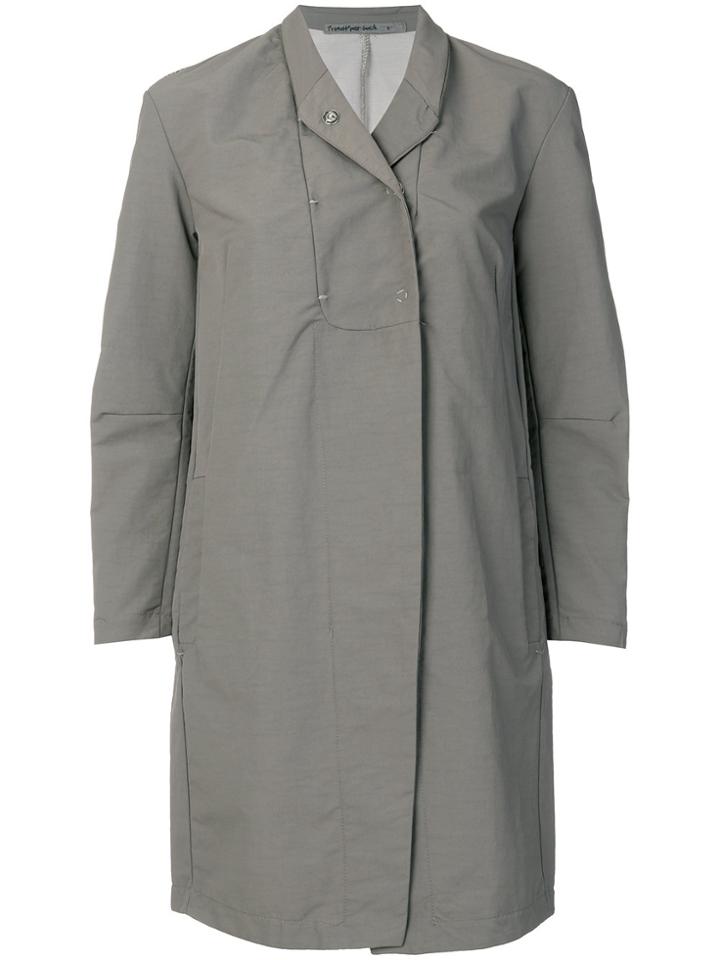 Transit Press Stud Lapel Raincoat - Green