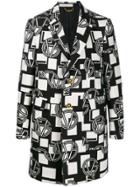 Versace Gv Logo Print Coat - Black
