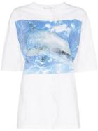 Filles A Papa Dolphin Print Cotton T-shirt - White