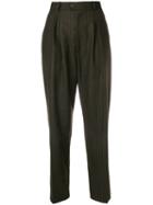 Yves Saint Laurent Pre-owned Pinstriped High-rise Tapered Trousers -