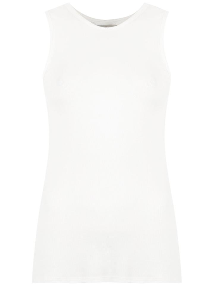 Egrey Ribbed Sleeveless Blouse - White