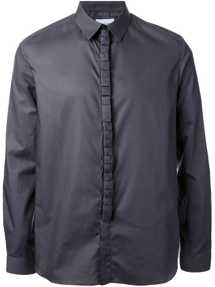 Wan Hung Cube Detail Shirt, Men's, Size: 50, Grey, Cotton