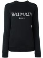 Balmain Logo Sweatshirt, Women's, Size: 34, Black, Cotton