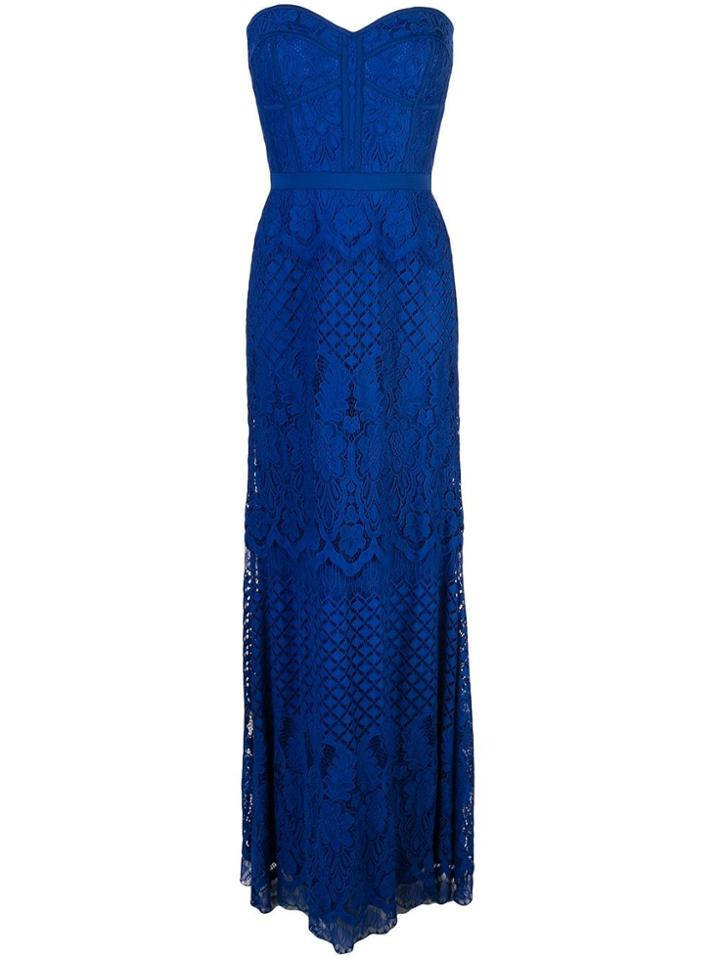 Tadashi Shoji Floral Embroidered Evening Dress - Blue