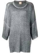 Nude Ribbed Trim Sweatshirt, Women's, Size: 40, Grey, Silk/cashmere/wool