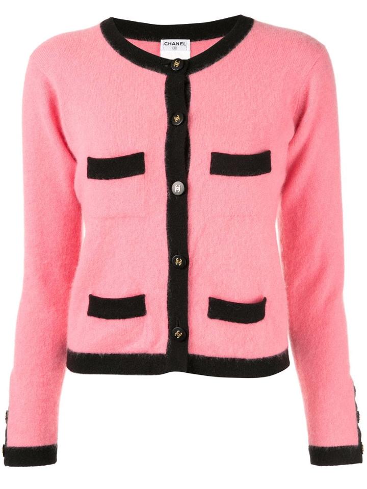 Chanel Vintage Two-tone Cashmere Cardigan - Pink