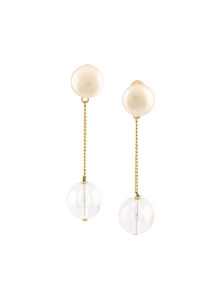 Chanel Vintage Ball Pearl Drop Clip-on Earrings, Women's, White
