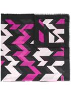 Geometric Print Scarf, Women's, Black, Silk/cashmere, Salvatore Ferragamo