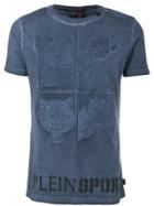 Plein Sport Tiger Embossed Patch Sports T-shirt - Blue