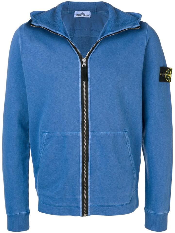 Stone Island Sleeve Patch Hoodie - Blue