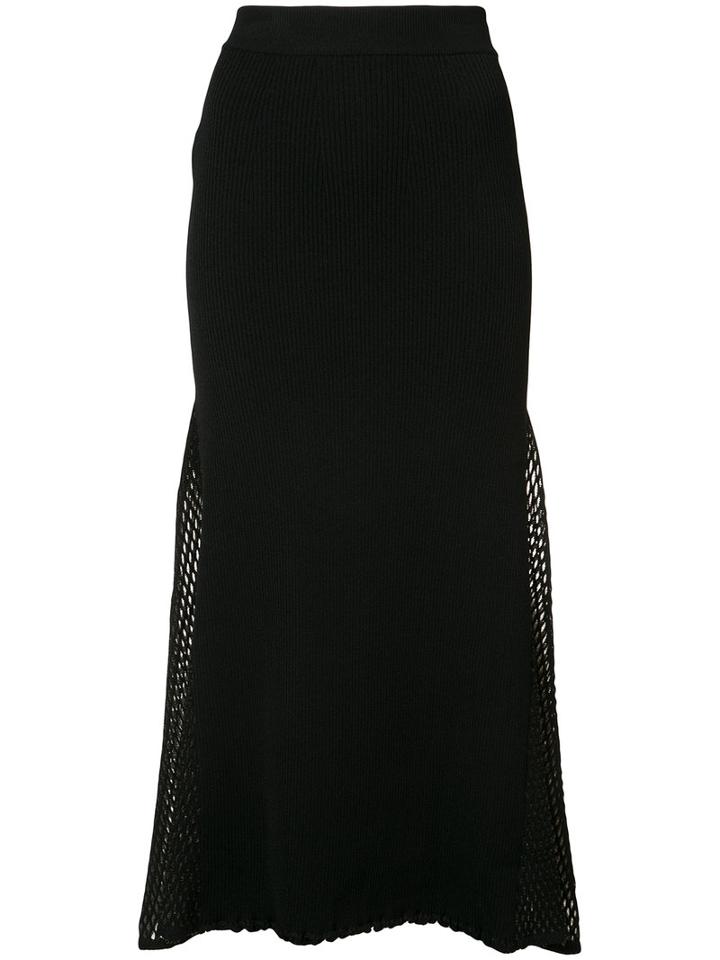 Derek Lam - Mesh-panelled Ribbed-knit Skirt - Women - Polyamide/polyester/viscose - M, Black, Polyamide/polyester/viscose