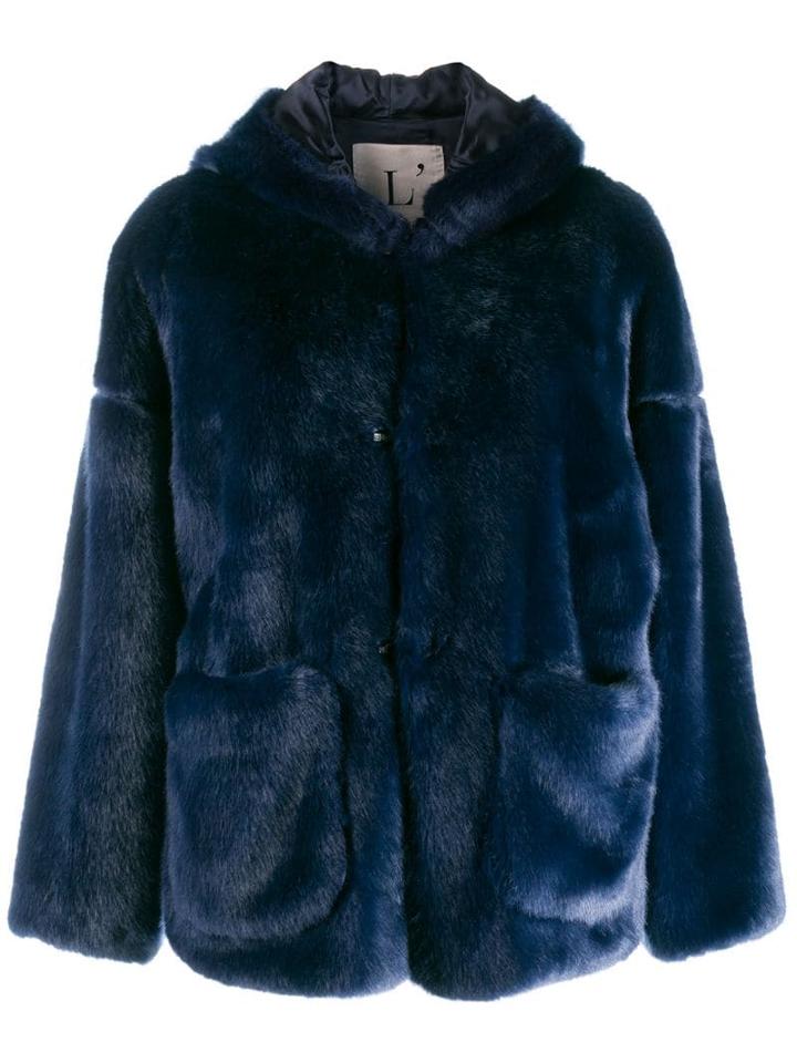 L'autre Chose Faux Fur Short Jacket - Blue