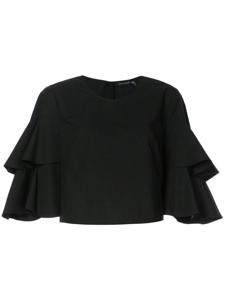 Josie Natori Tiered Sleeve T-shirt - Black