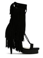 Andrea Bogosian Leather Fringe Sandals - Black