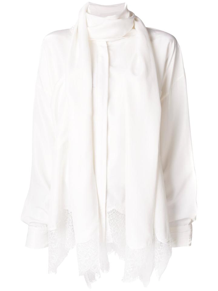 Faith Connexion Scarf Neck Lace Blouse - White