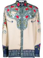 Versace Collection Floral Panel Silk Shirt - Neutrals
