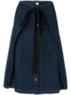 Mm6 Maison Margiela Front Tie Denim Skirt, Women's, Size: 42, Blue, Cotton