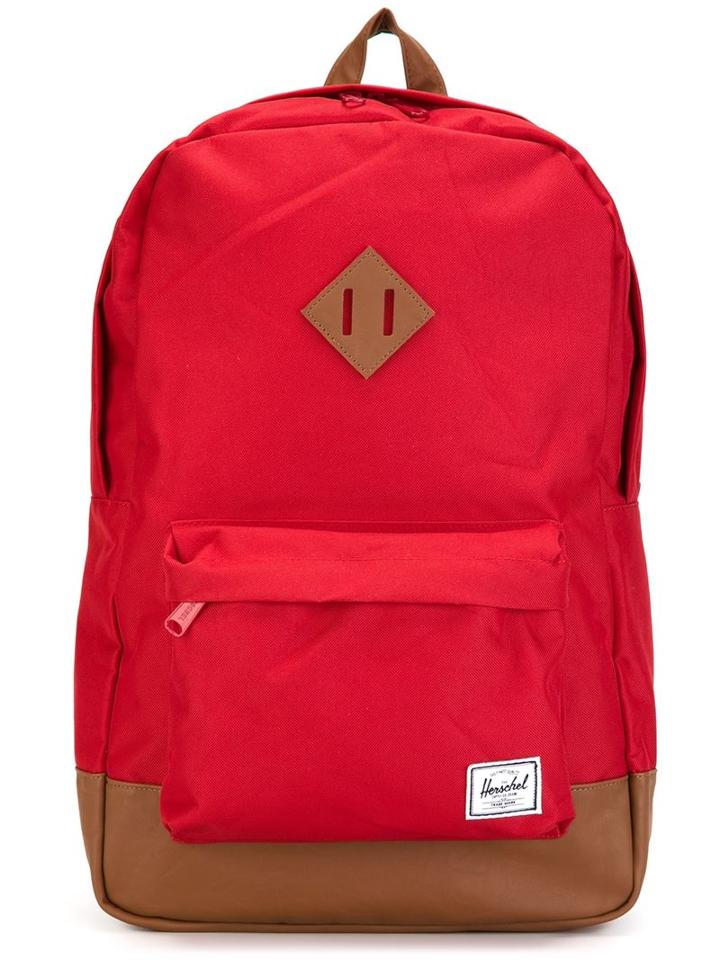 Herschel Supply Co. Patch Zip Up Backpack, Red, Polyester/polyurethane