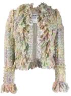 Chanel Pre-owned 2003's Fringed Cropped Jacket - Green