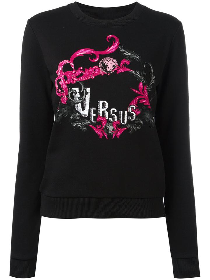 Versus Logo Print Sweatshirt, Women's, Size: Small, Black, Cotton/polyester