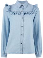 A.p.c. Frill Shirt, Women's, Size: 40, Blue, Cotton