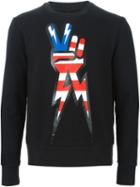 Neil Barrett Peace Sign Sweatshirt, Men's, Size: M, Black, Cotton