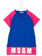 Msgm Kids - Contrast Sleeve 'skate' Dress - Kids - Cotton - 12 Yrs, Blue