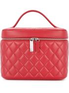Chanel Vintage Quilted Cc Logo Cosmetic Vanity - Red
