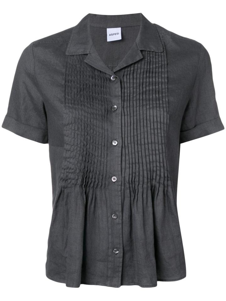 Aspesi Pleated Short-sleeved Shirt - Grey