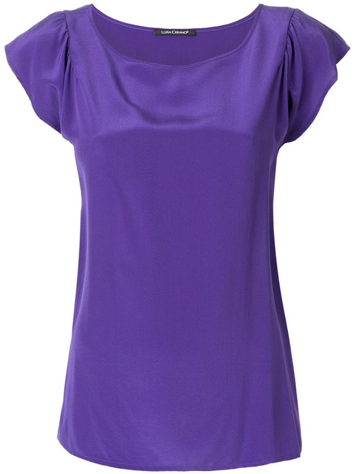 Luisa Cerano Round Neck Loose Fit Blouse - Pink & Purple