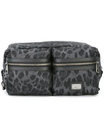 Dolce & Gabbana Leopard Print Bumbag, Men's, Grey, Nylon