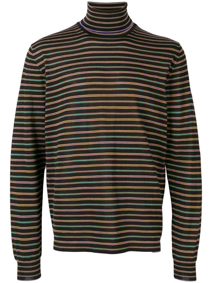 Lanvin Striped Turtle Neck Jumper - Black