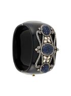 Gemco Sapphire And Diamond Embellished Cuff - Black