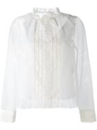 See By Chloé Embroidered Overlay Blouse, Women's, Size: 36, White, Cotton/polyester