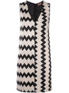 Missoni Zig-zag Pattern V-neck Dress, Women's, Size: 40, Black, Polyester/rayon/wool