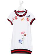 Monnalisa Floral Print T-shirt Dress, Toddler Girl's, Size: 3 Yrs, White