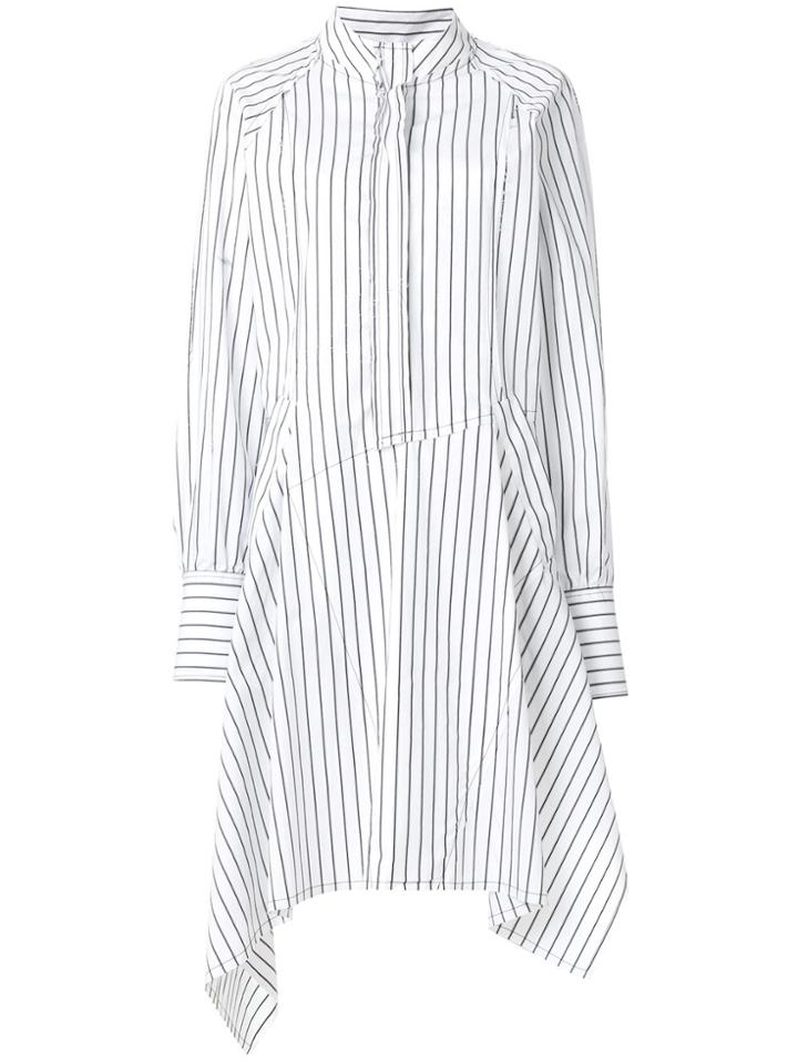 Jw Anderson Striped Asymmetric Shirt Dress - White