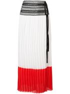 Oscar De La Renta Pleated Colour-block Skirt - White
