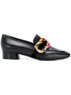 Casadei Crystal Buckle Loafers - Black