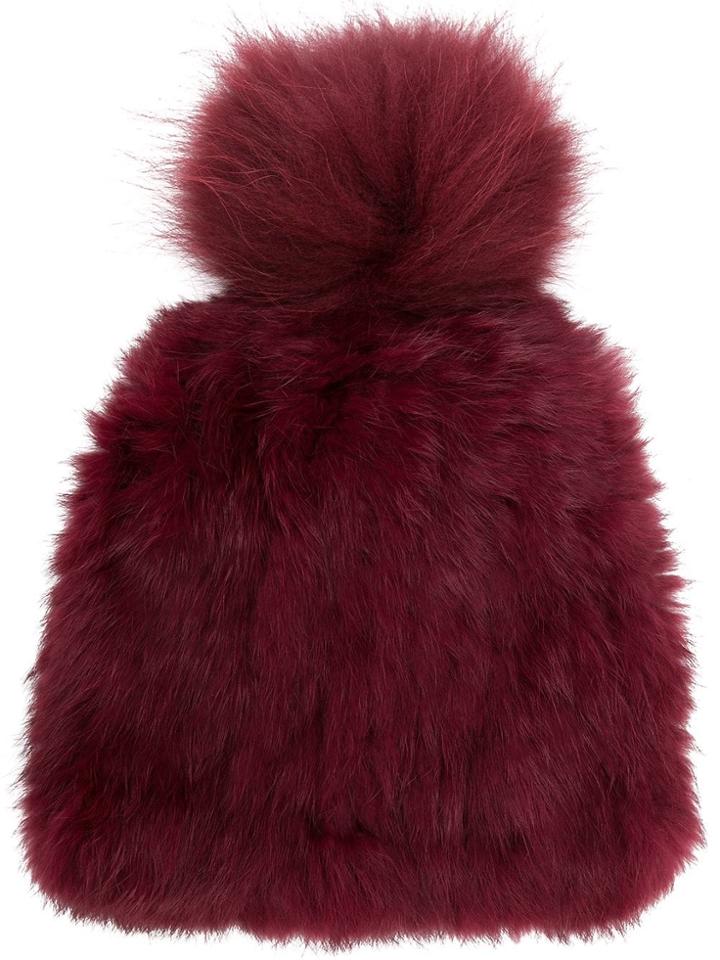 Yves Salomon Accessories Pom Pom Beanie Hat - Red