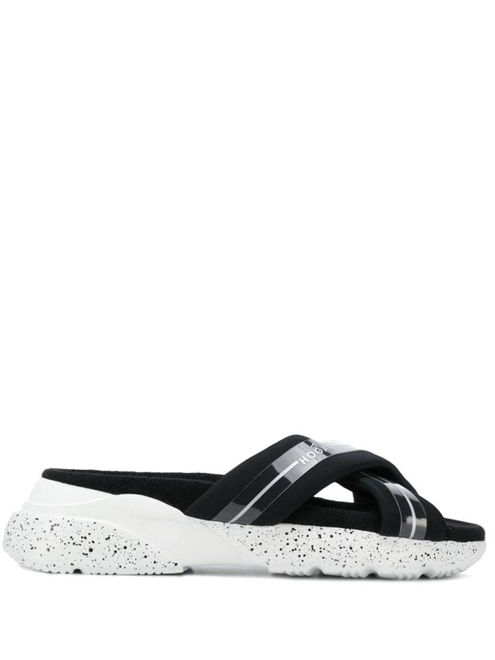 Hogan Crossover Strap Logo Sandals - Black