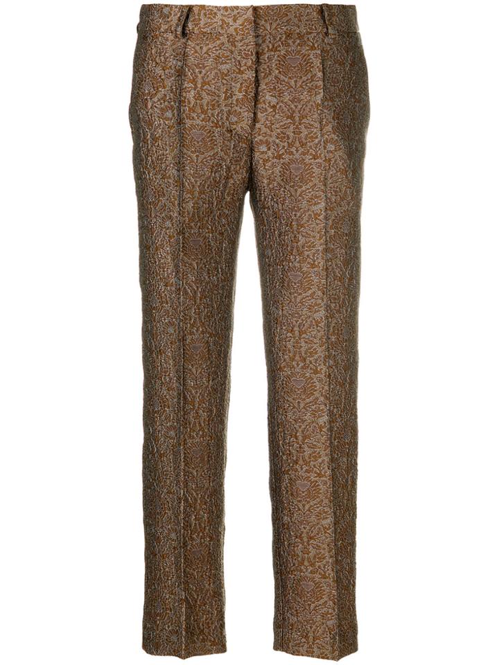 Christian Wijnants Bootcut Floral Print Trousers - Brown