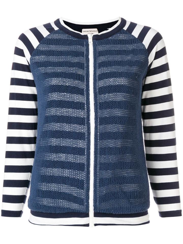 Giorgio Armani Pre-owned Striped Zipped Jacket - Blue