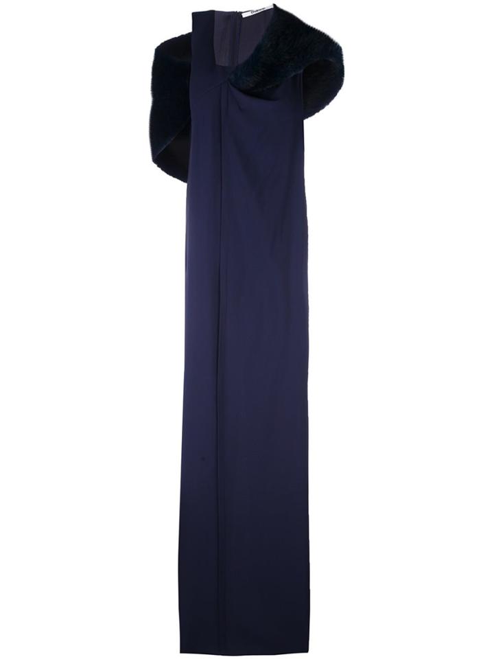 Chalayan Faux Fur Collar Dress - Blue