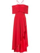 Yigal Azrouel Cold Shoulder Ruffled Dress - Red