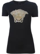 Versace Studded Medusa T-shirt, Women's, Size: 42, Black, Cotton/spandex/elastane